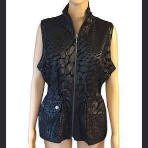 Erin London Women's Size Small Black Adjustable Scrunch Waist Zip up Vest